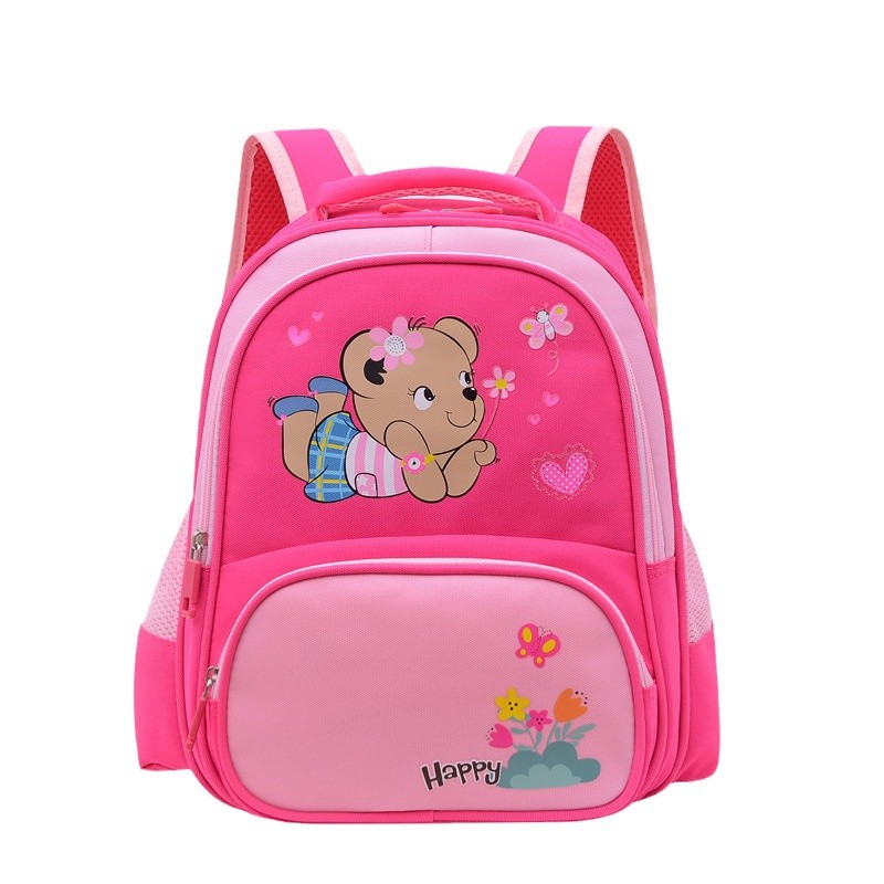 跨境儿童卡通可爱书包女孩小熊图案印花背包简约轻便幼儿园学生包包包