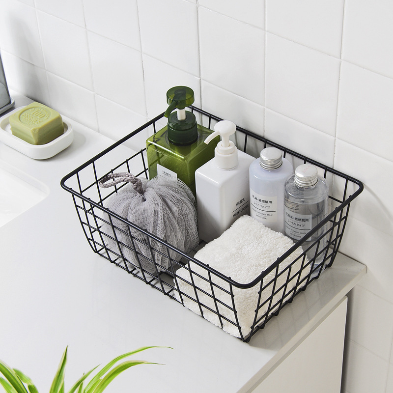 Factory Direct Iron Storage Basket Storage Basket Iron Storage Basket Bathroom Desktop Organizing Cosmetics Small Basket details Picture