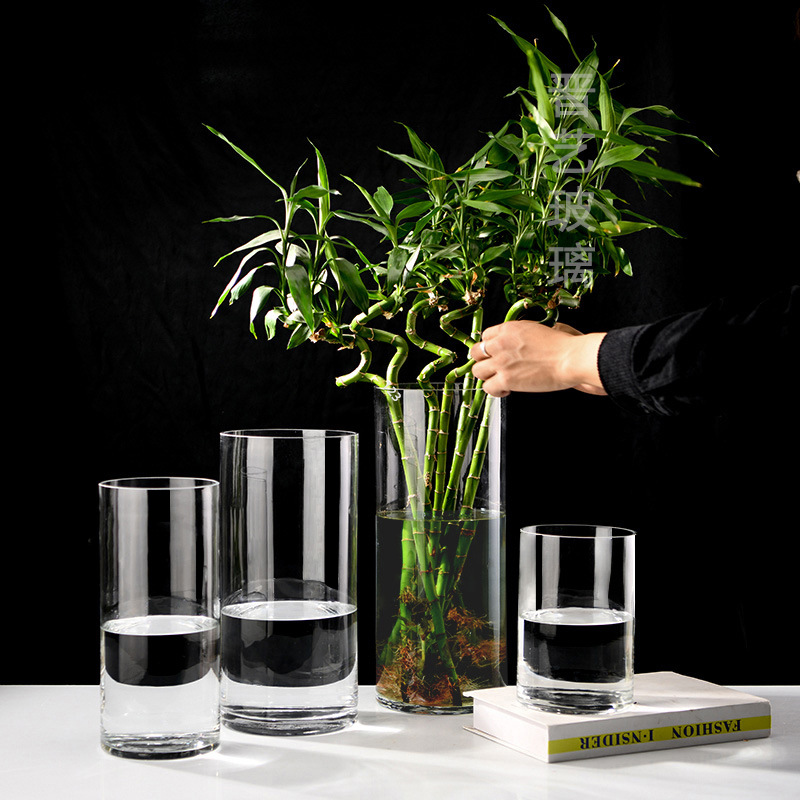 直筒现代简约透明玻璃高级感花瓶家用水培高颜值装饰摆件ins风详情图1