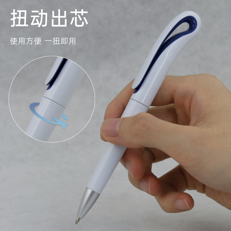Swan Neck Twist Plastic Ballpoint Pen Can Print Logo Pen Foreign Trade Pen Advertising Pen Meeting Record Student Pen details Picture