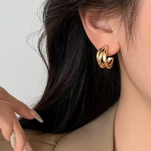 925纯银针金属缠绕耳钉女小众设计耳环2026新爆款轻奢高级感耳饰详情3