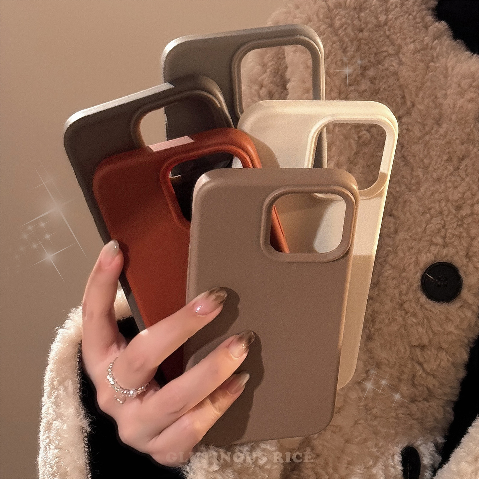 The Maillard solid color iphone16pro max is compatible with 15 iPhone 17 phone cases, 14 high-end and simple, 13 shockproof details Picture