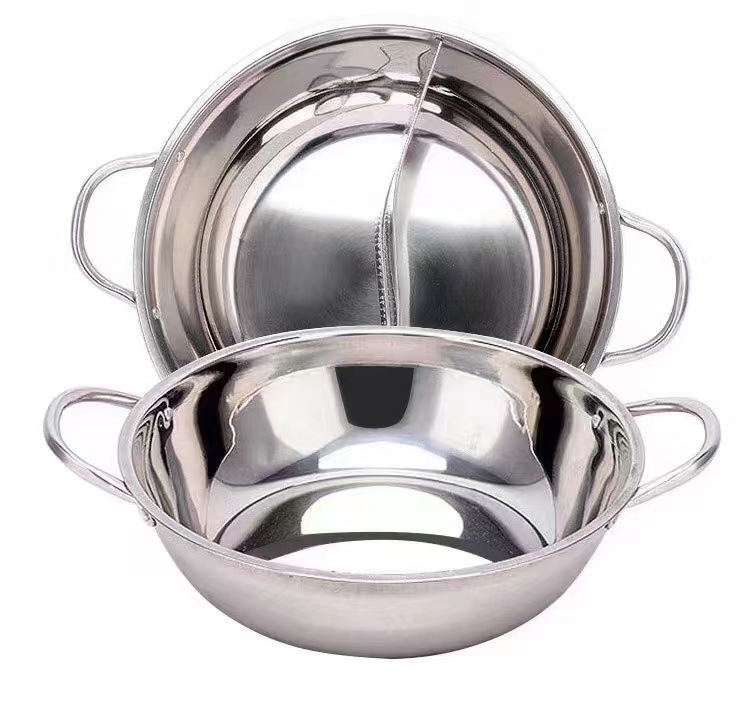 Hot Pot Mandarin Duck Pot Commercial Household Thickened Stainless Steel Hot Pot Pot Induction Cooker Caliper Stove Universal Large Capacity Pot