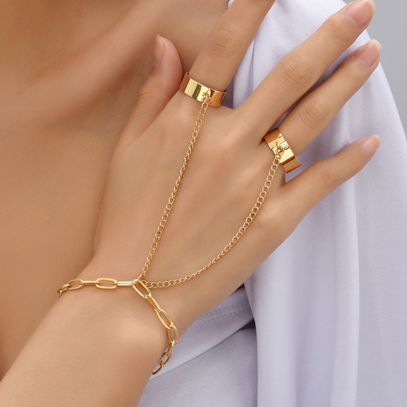 Europe And The United States Cross-Border Amazon Five-Pointed Star Butterfly Sequin Chain Ring Finger Bracelet Hand Jewelry Manufacturers Wholesale Specification drawing