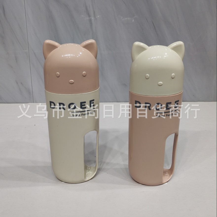 High appearance level cartoon kitten travel toothbrush box, portable set, mouthwash cup, soft-bristled toothbrush, adult and children's washbasin cup full figure