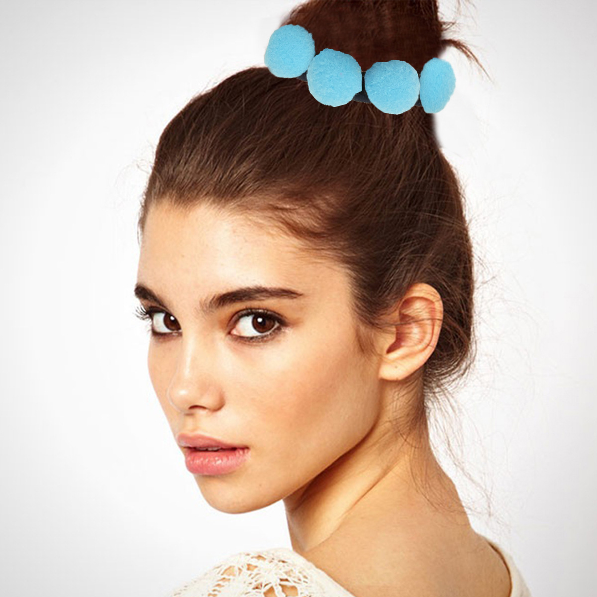 New colorful plush ball hair band, candy-style color hair accessory, high-end feel, cute hair rope, colorful round ball rubber band for girls Specification drawing