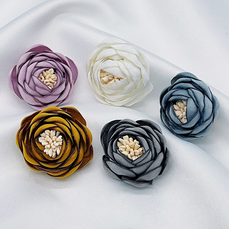 Three-dimensional handmade rose fabric flower edge-burning flower accessories, wedding diy brooches, shoes, hats, clothing, accessories and accessories details Picture