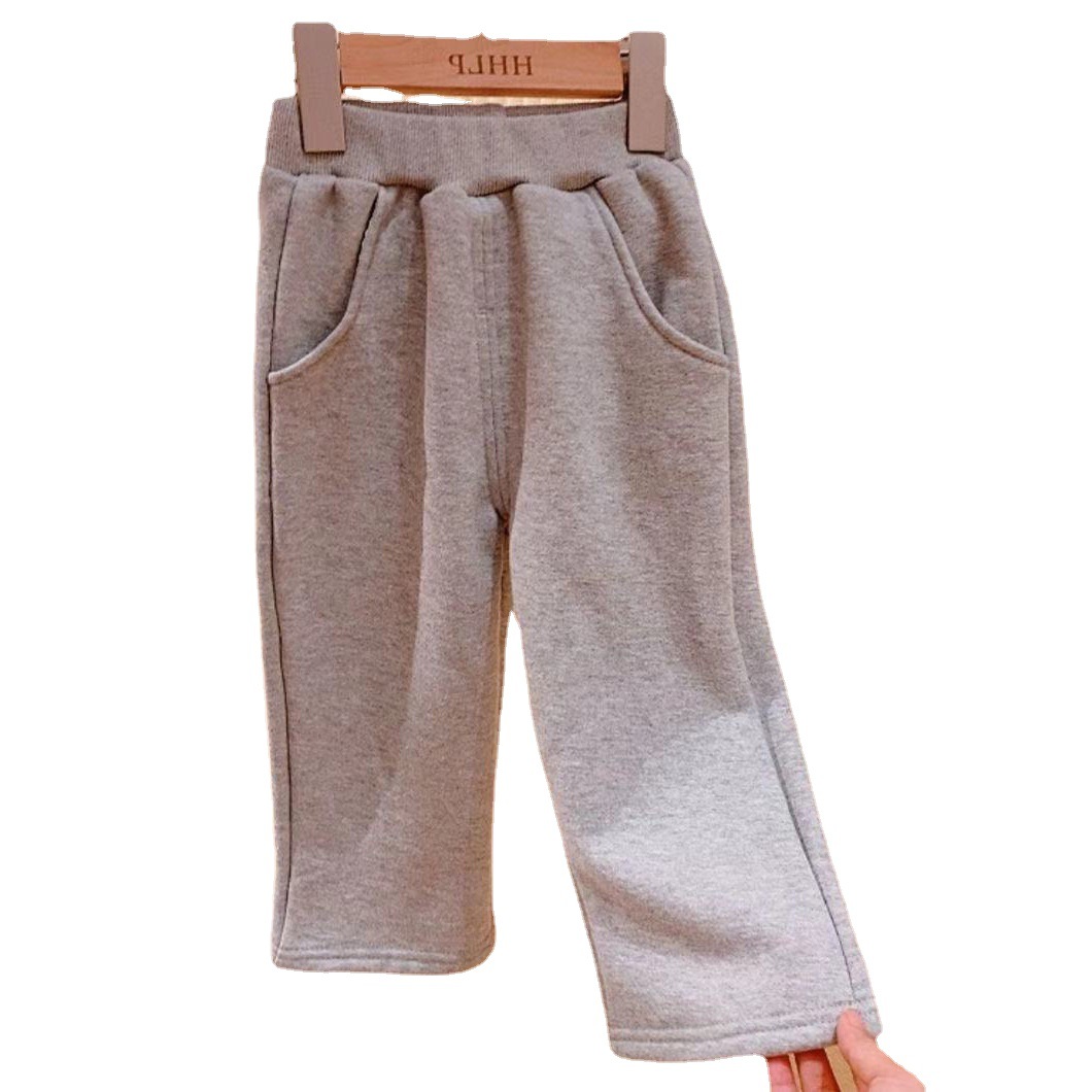 Chica niño otoño e invierno versión coreana sudadera traje de invierno bebé con fleece y solapa gruesa pantalones de niños sudadera de dos piezas de aire Item Picture
