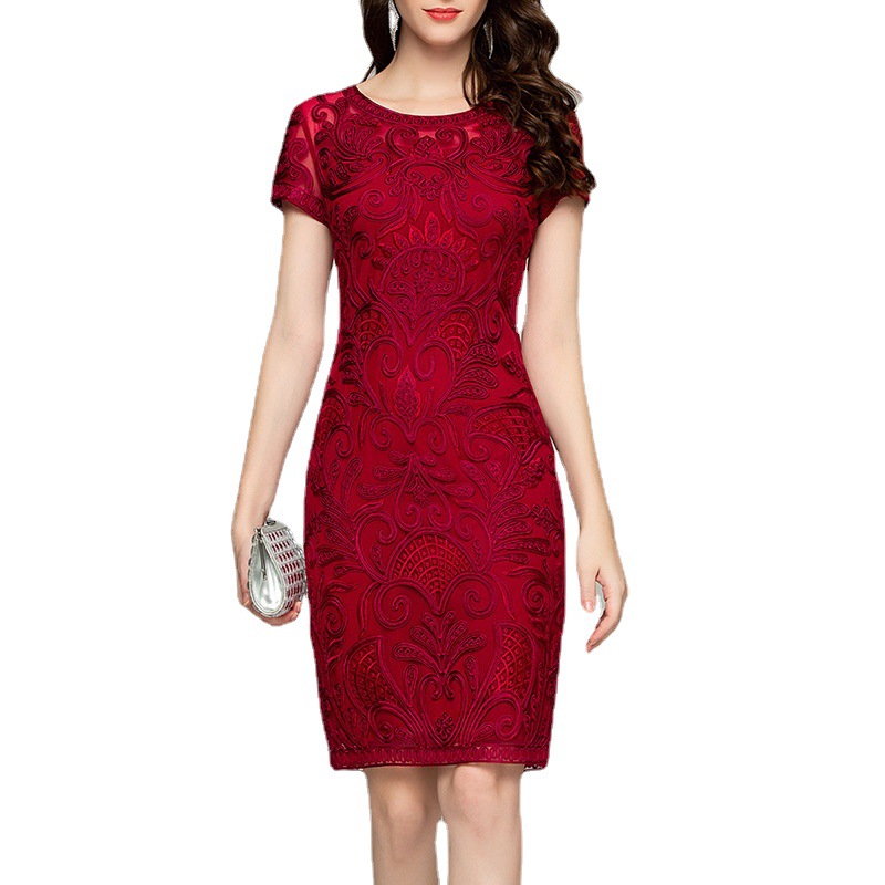 One-piece consignment of popular and discounted foreign trade brand dresses, short-sleeved new styles, European and American women's clothing for middle-aged and elderly people in summer Item Picture
