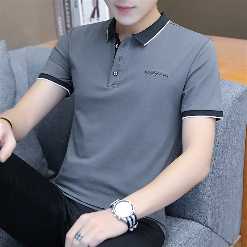 Men's short-sleeved POLO shirt 2025 new style summer lapel cotton T-shirt Business clothes young and middle-aged embroidered top