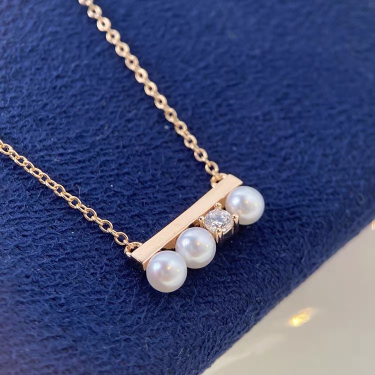 14k gold-plated copper with real gold balance beam three-bead empty stand accessory, Tajia freshwater pearl empty stand pendant diy accessory