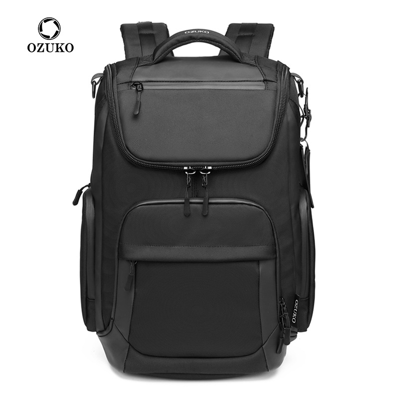 ozuko's new men's business backpack, sporty and casual backpack, men's outdoor travel waterproof computer bag details Picture