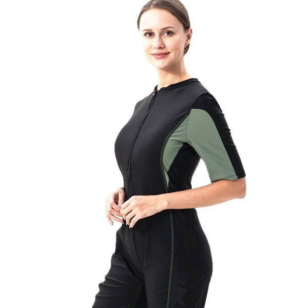 Wholesale of new European and American one-piece swimsuits for women, short-sleeved sports print patchwork swimsuits, and Amazon women's surfing suits Item Picture