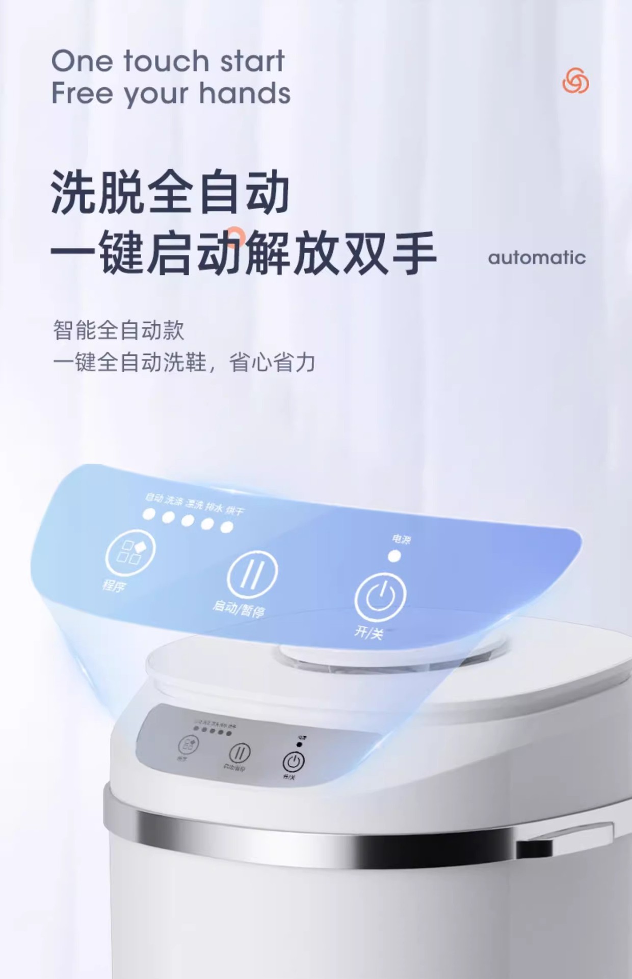 奥克斯洗鞋机全自动智能脱水甩烘干一体小型家用迷你懒人刷鞋神器详情18