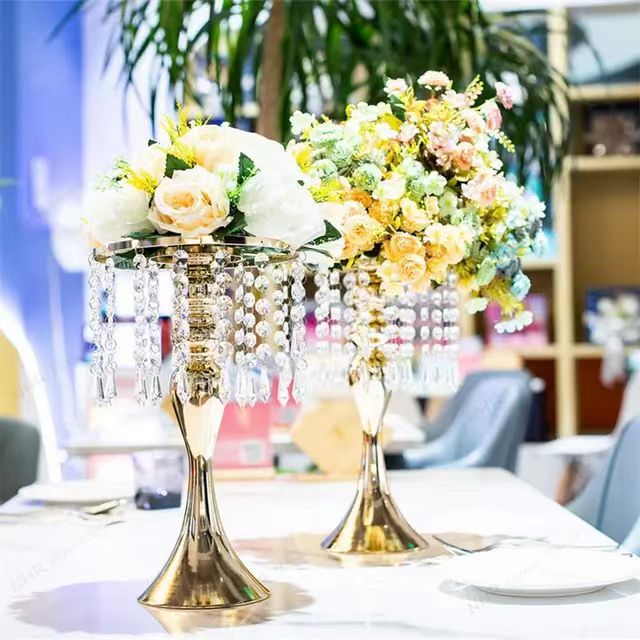 Cross-Border Electroplating Mermaid Flower Stand Wedding Table Center Fake Flower Applique Home Candlelight Dinner Decoration Specification drawing