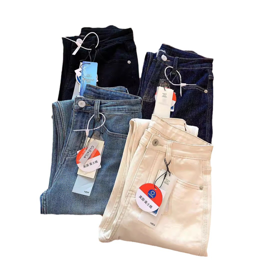 W brand is back ~ Four-color baguette pants 2025 autumn/Winter retro jeans for petite women to look slimmer straight pipe pants Item Picture