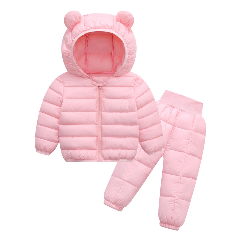 New children's down cotton jacket light and thin set for babies, small and medium-sized children, boys and girls, inner liner baby pants, two-piece set for winter Item Picture