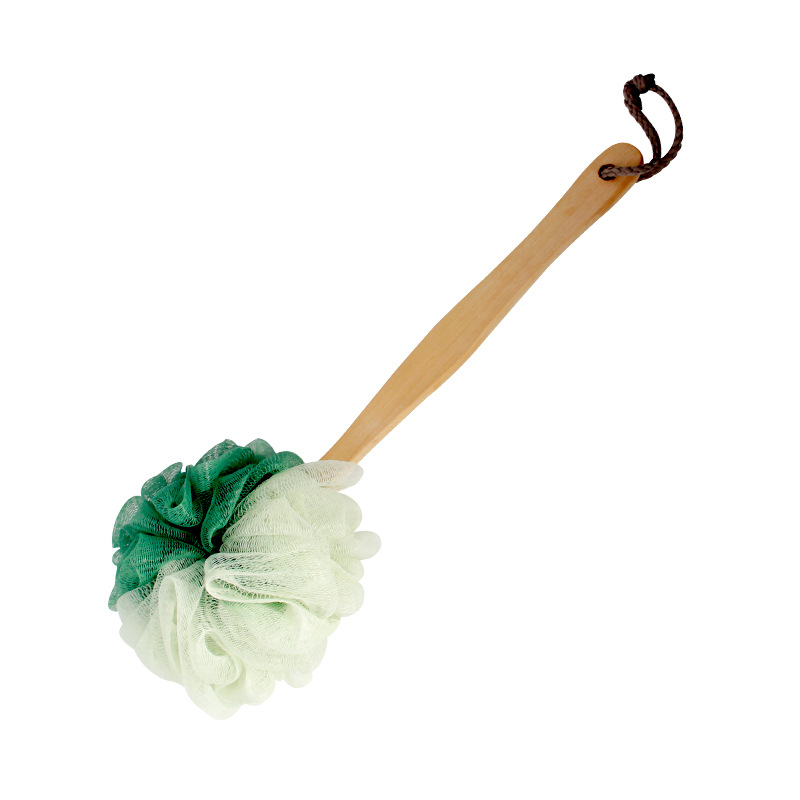 俊美洗澡搓澡/新款大号超柔/长柄木柄沐浴白底实物图