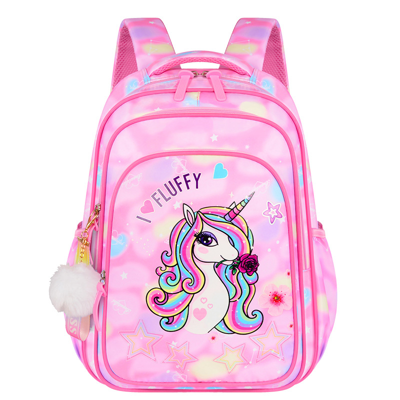 New Unicorn Schoolbag Girl Cute Printed Children's Cartoon Schoolbag Waterproof Lightweight Load Protection Spine Item Picture