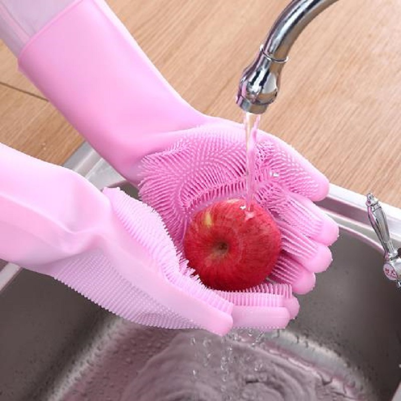 家务厨房硅胶洗碗手套女多功能家务清洁厨房神器不沾油洗刷手套详情图1