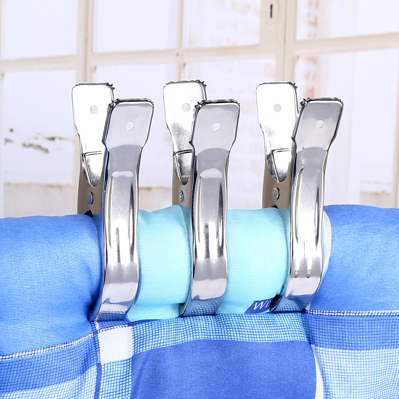Stainless steel clothes drying clips, windproof clips, metal clothes drying rack clips, socks, clothes and pants clips, large quilt clips Application Scenario