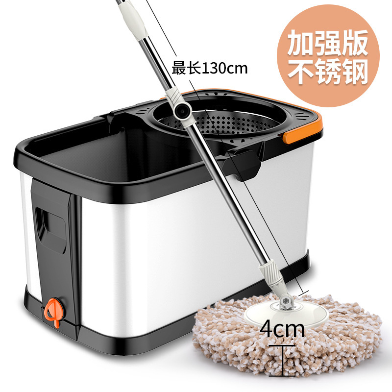 Dual-drive hand-washing mop bucket, thickened pulley, labor-saving and water-saving, stainless steel metal basket, rotating mop and mop bucket Item Picture