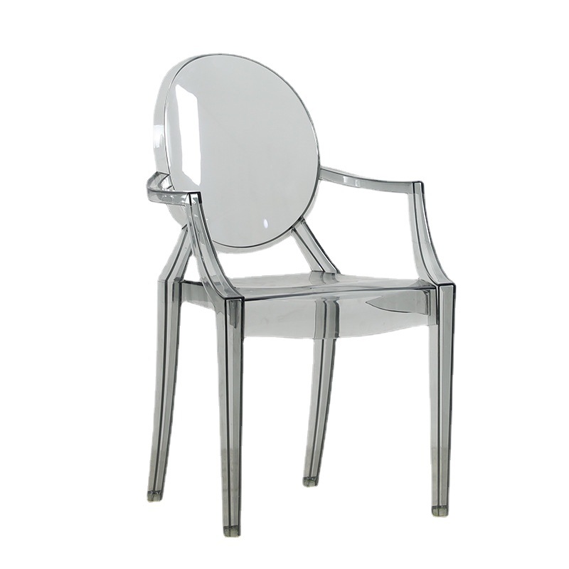 北欧餐椅订制/塑料透明椅PC魔鬼椅白底实物图