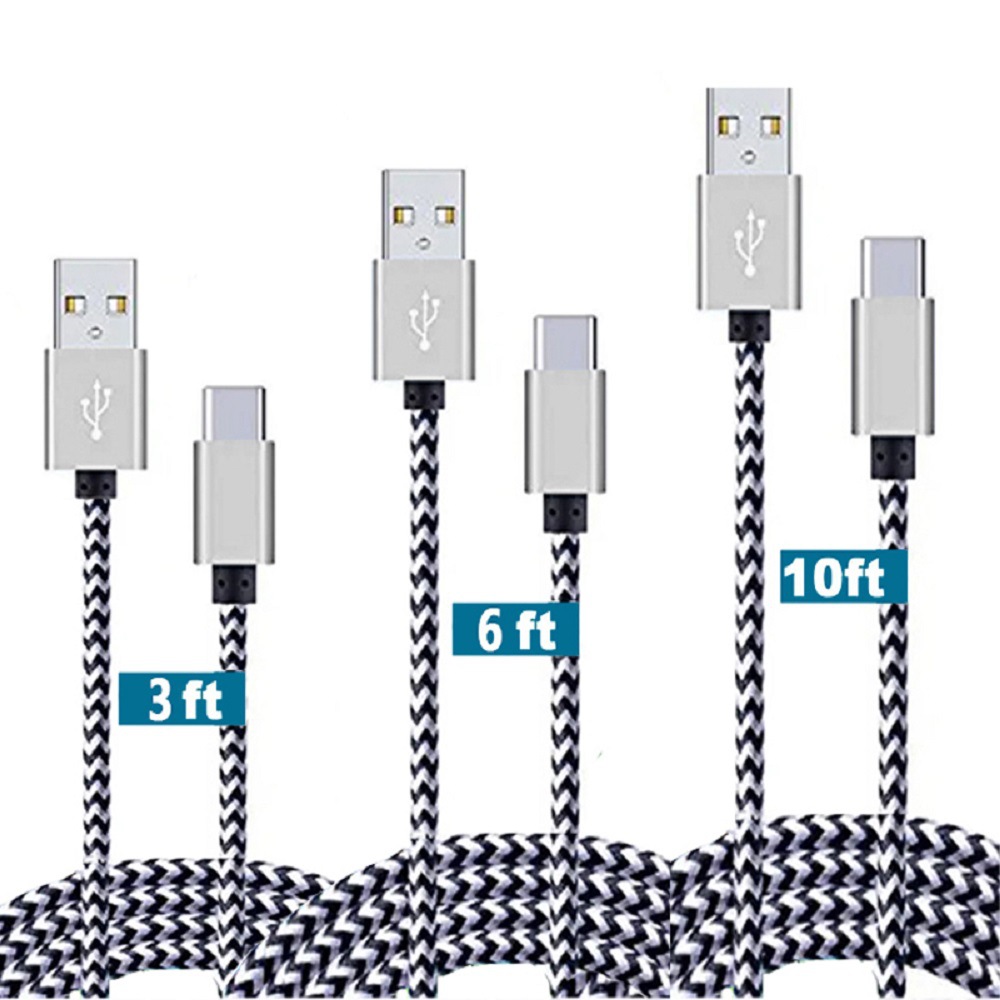 Woven Type-C fast charging cable, serpentine data cable, suitable for Android and Huawei mobile phones, usb flash charging 123m nylon cable details Picture