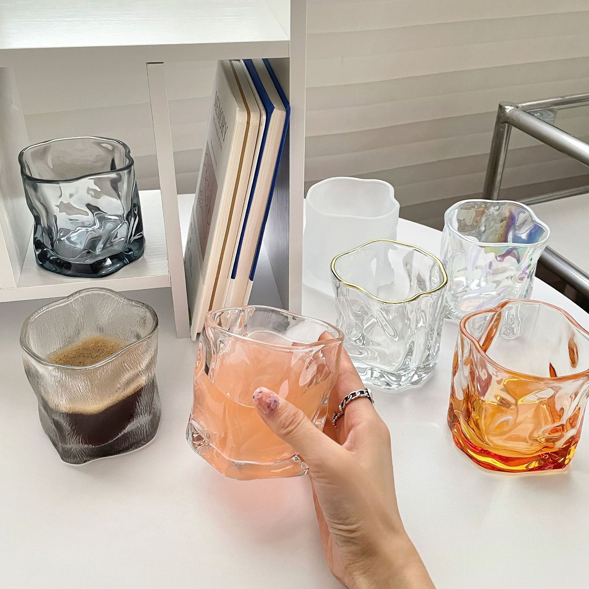 Ins Wind Twist Glass High Appearance Level Tea Cup Coffee Breakfast Milk Glass Small Gift Wholesale Application Scenario