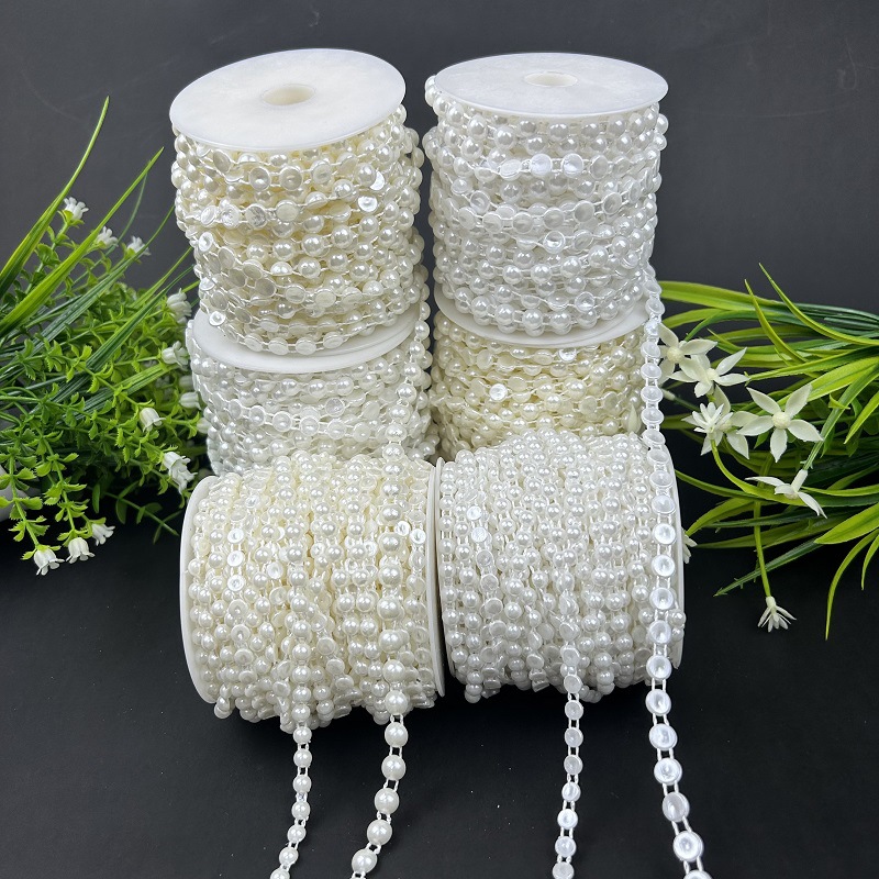 6-8mm half-sided connected bead ABS material semi-circular imitation pearl headwear clothing handcrafted storage box decorative accessories Specification drawing