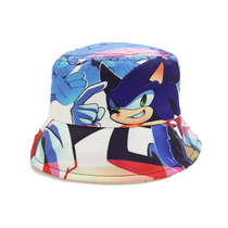 Cross-border children's Sonic Print Fisherman hat boys and girls anime Sonic kid Hedgehog basin hat cartoon sun visor