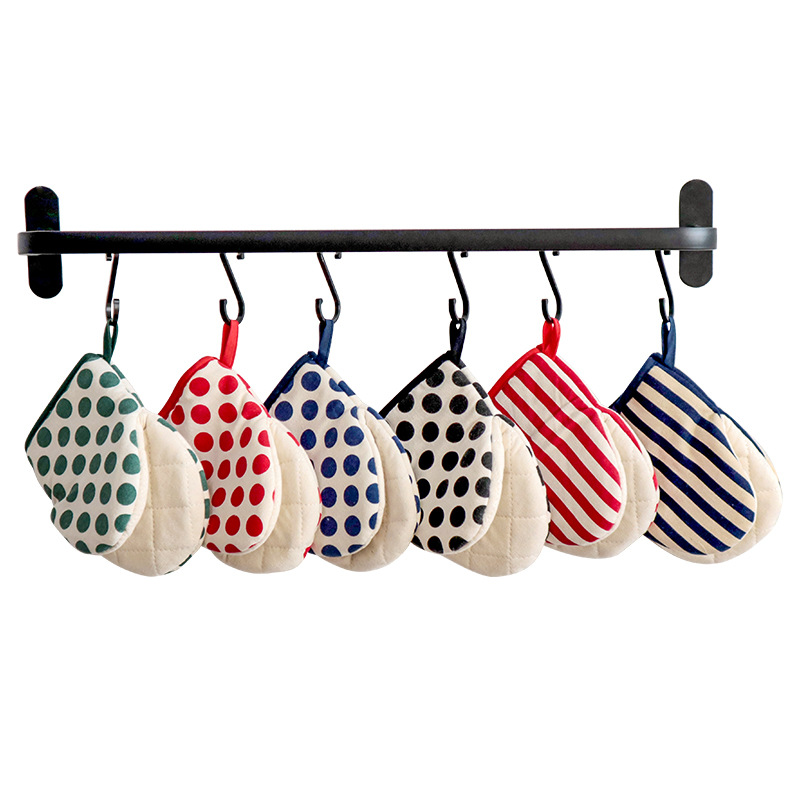 Oven Gloves Polka Dot Japanese Heat Proof Gloves Household Microwave Gloves Cotton Heat Insulation Gloves Item Picture