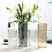 竖条镂空玻璃花瓶透明幻彩鲜花水养花器家居客厅花店装饰摆件图