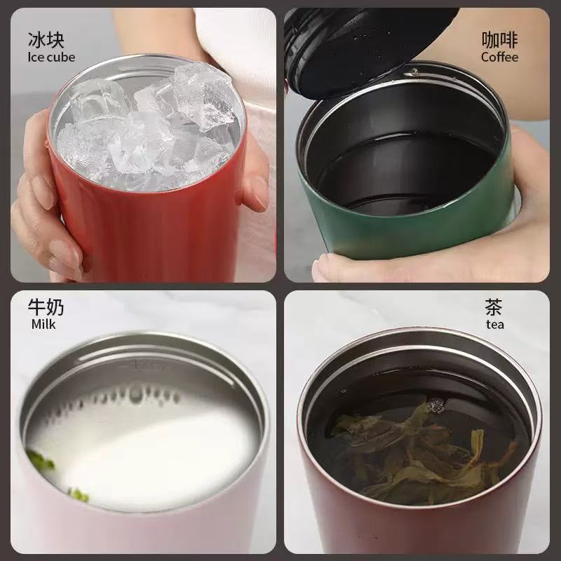 Cross-border 12oz coffee cup, vacuum insulated cup, portable pear blossom cup, flip-top coffee cup, car travel gift water cup Specification image