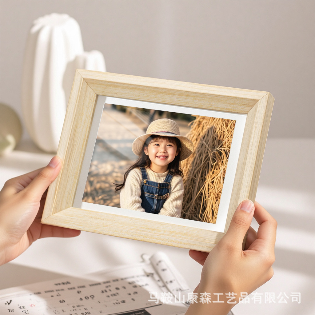 Solid wood texture photo frame, 6-inch, 7-inch, 8-inch, 10-inch, 12-inch wedding certificate wall hanging and table display, PS photo frame, high-end customization Specification image