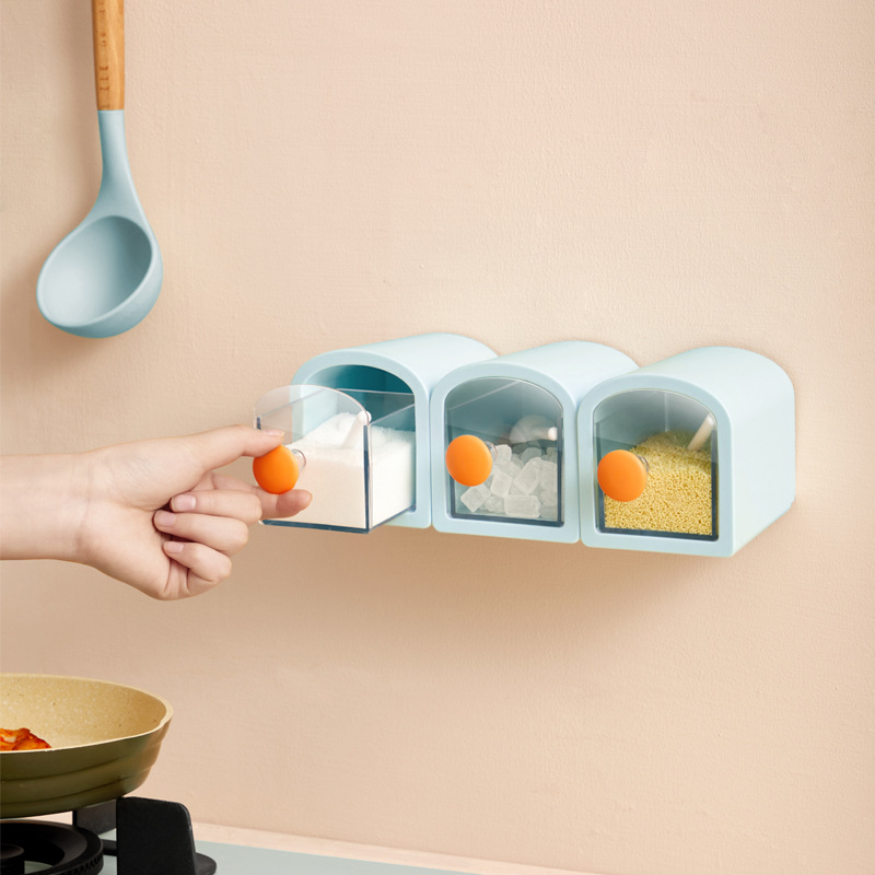 [Rice Beans] Wall Hanging Seasoning Box Combination Kitchen Supplies Seasoning Tank Set A Full Set Of Household Seasoning Bottle Wholesale