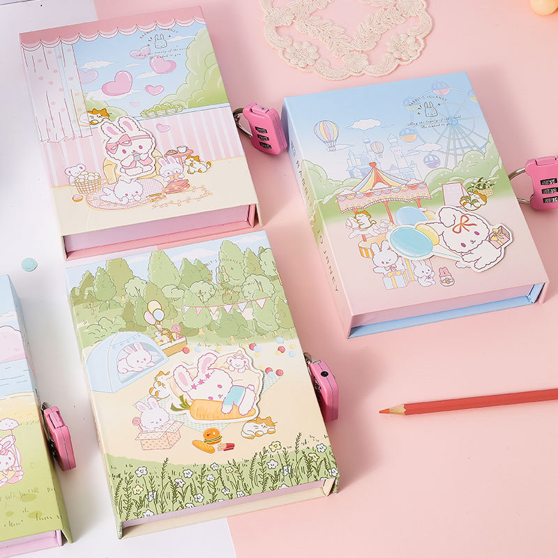 Password Book Student Color Page Box Lock Diary Creative Ledger Student Notepad Stationery Notepad