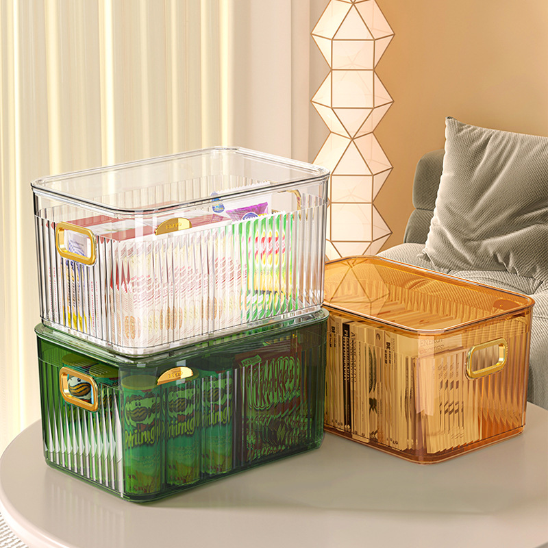 Desktop storage box, transparent cosmetic, skin care and mask organization box, storage box, snack storage basket details Picture