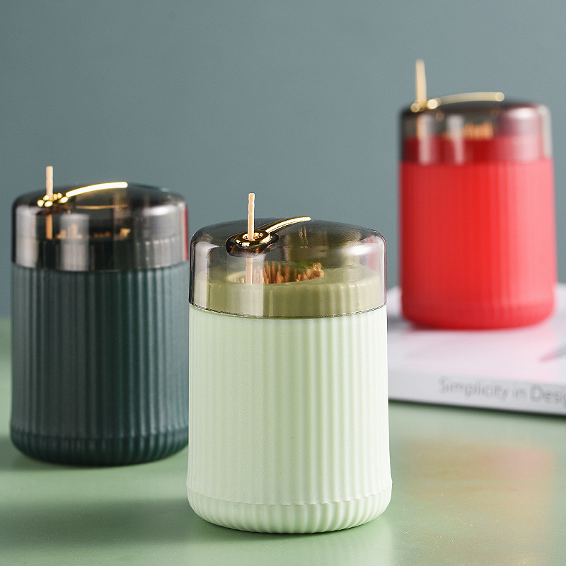 Creative light luxury plastic automatic push-type toothpick box