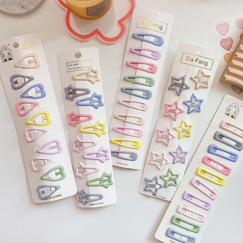 Korean version cream-colored oil-drip sweet children's hair clips, girl star bb hair clips, bangs, broken hair accessories, hair clips