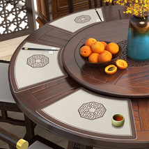 新中式皮革餐垫防水防油隔热餐桌垫子酒店圆桌分餐垫扇形防尘垫子
