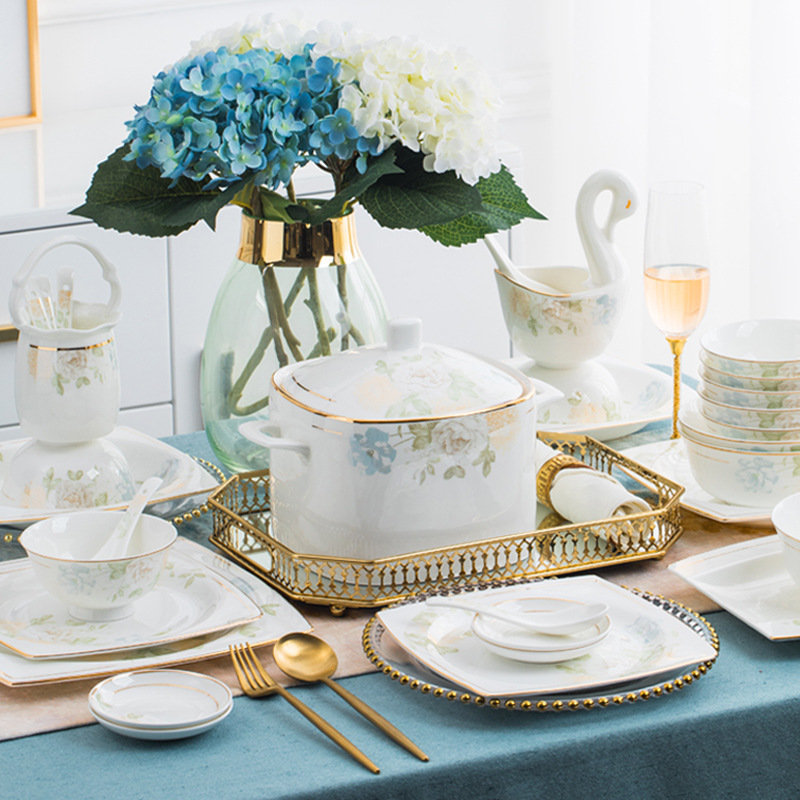 碗碟 家用全套景德镇骨瓷餐具套装陶瓷欧式碗盘碗筷礼品定制批发