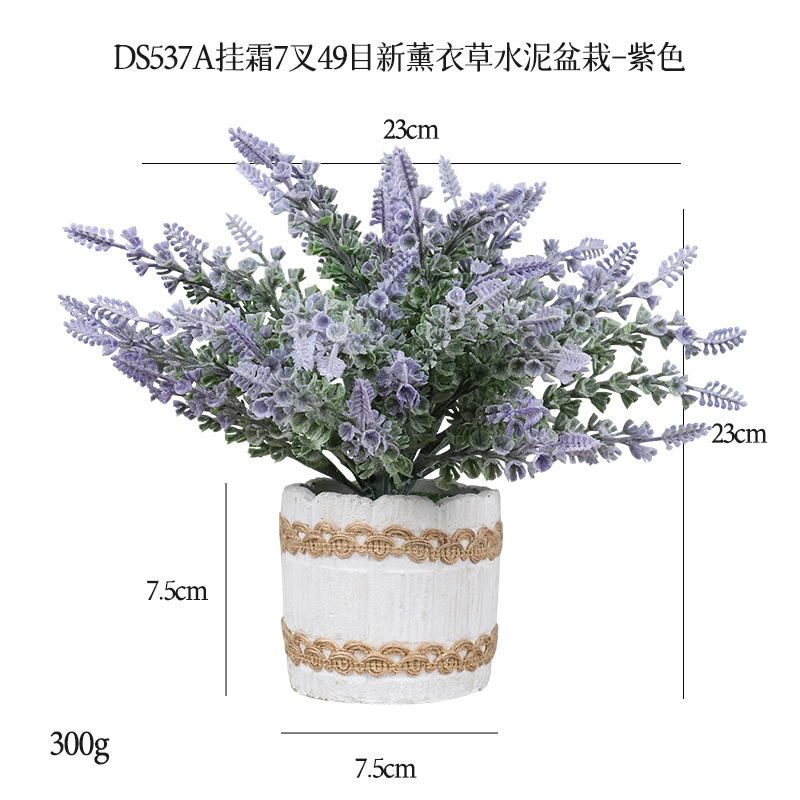 Cross-border best-selling 4-piece set of cylindrical cement potted plants for home decoration, artificial green plant desktop and artificial bonsai set Item Picture