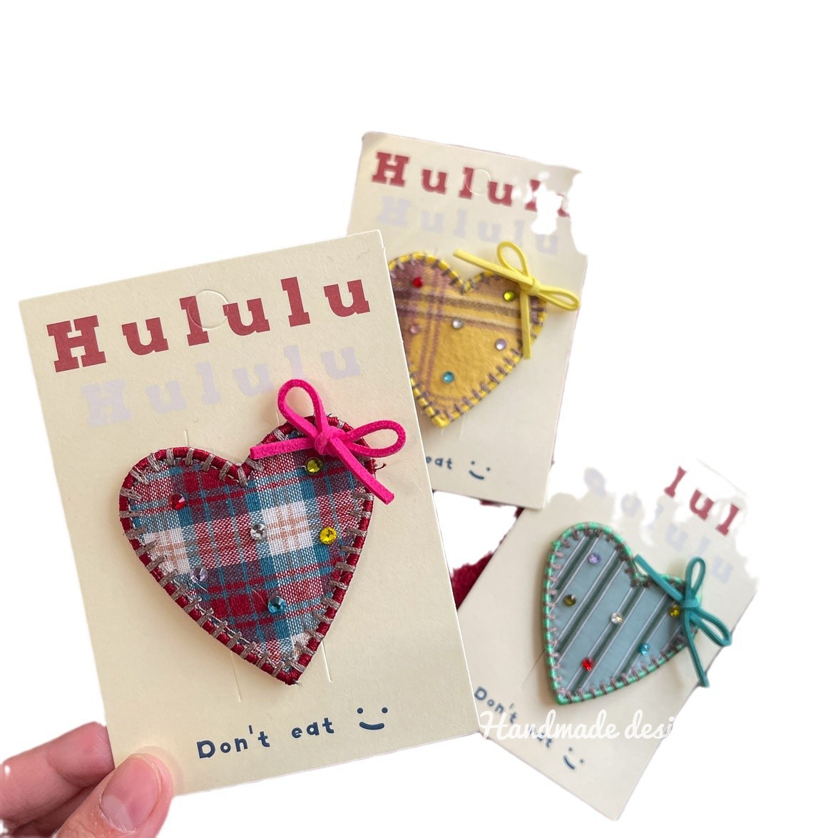 Retro hot diamond checkered heart-shaped BB clip, cute children's hair clip, versatile girl bangs side clip, hair accessory and hairpin Item Picture