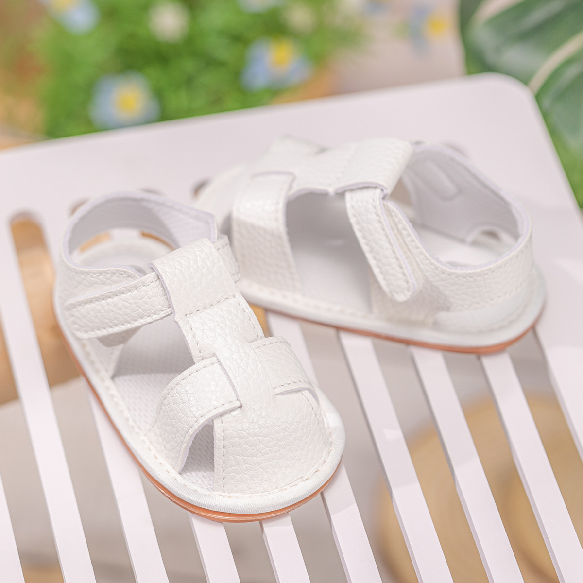 Foreign Trade New Toddler Shoes Baotou Simple Beach Shoes Velcro Soft Rubber Soled Sandals Baby Shoes Specification drawing