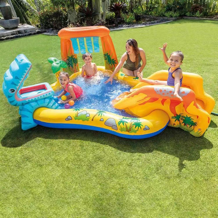 intex 57444 Dinosaur Volcano Slide Park Pool Outdoor Slide Water Spray Children's Pool Swimming Pool Combination Pool Children's Water Play