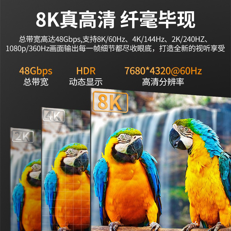 hdmi线2.1高清线8K60HZ电视投影笔记本电脑显示器4k144视频连接线 details Picture