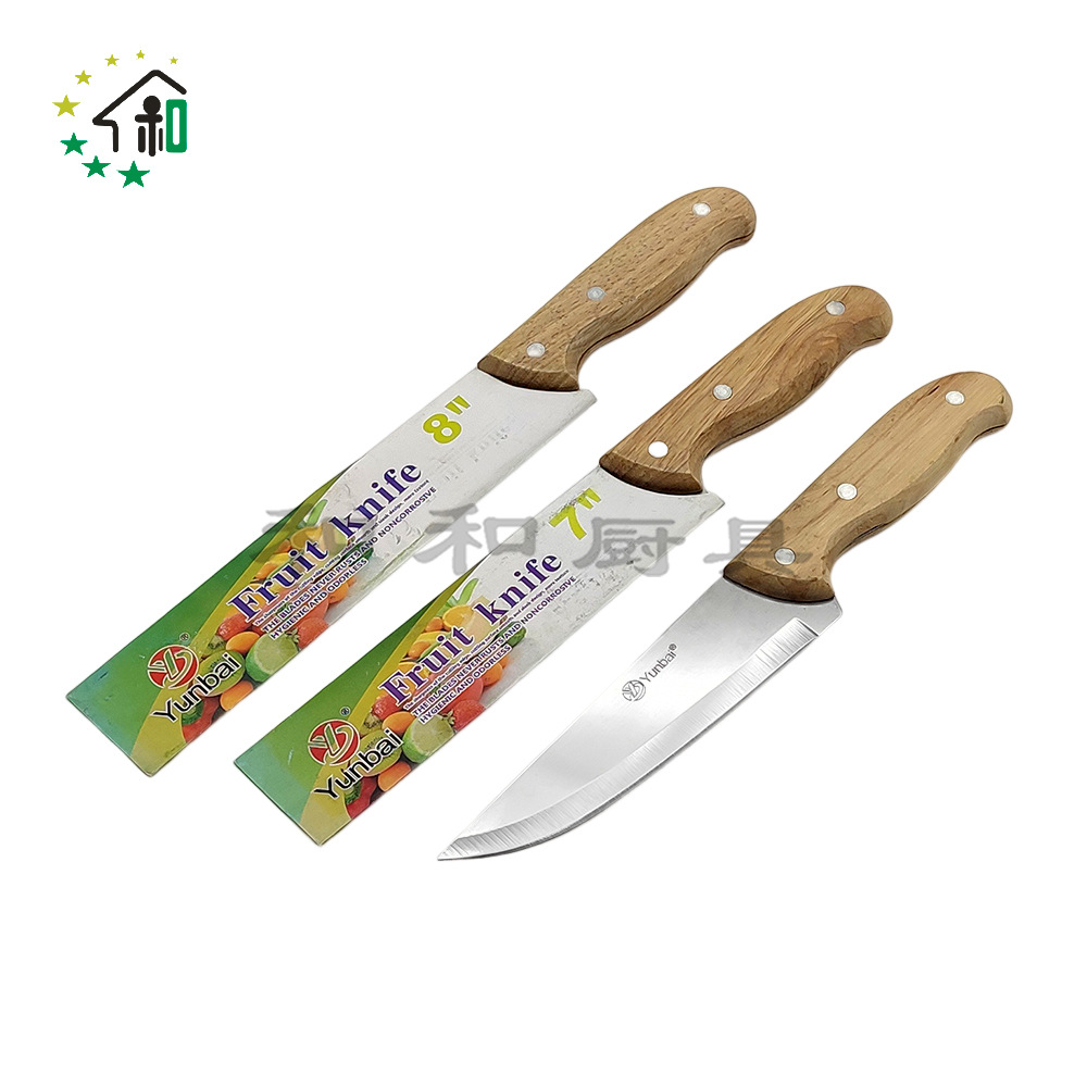 Wholesale wooden handle stainless steel knife Fruit knife non-slip design Easy to carry home chef's knife slice kitchen knife full figure