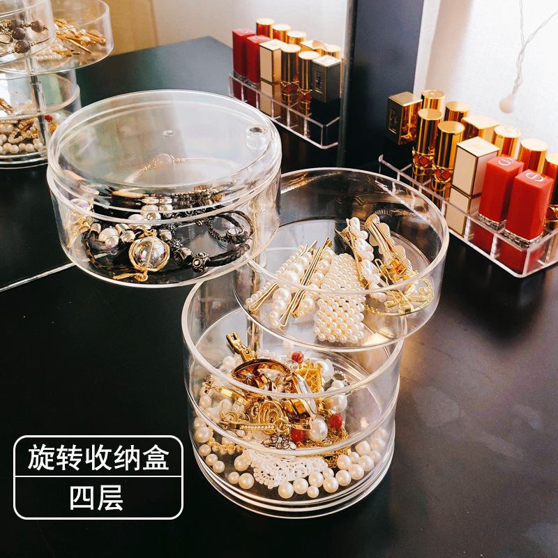 Desktop ring, stud earrings, jewelry box, foreign trade dormitory dust-proof lipstick stand, rubber band jewelry box, transparent jewelry storage box Application Scenario