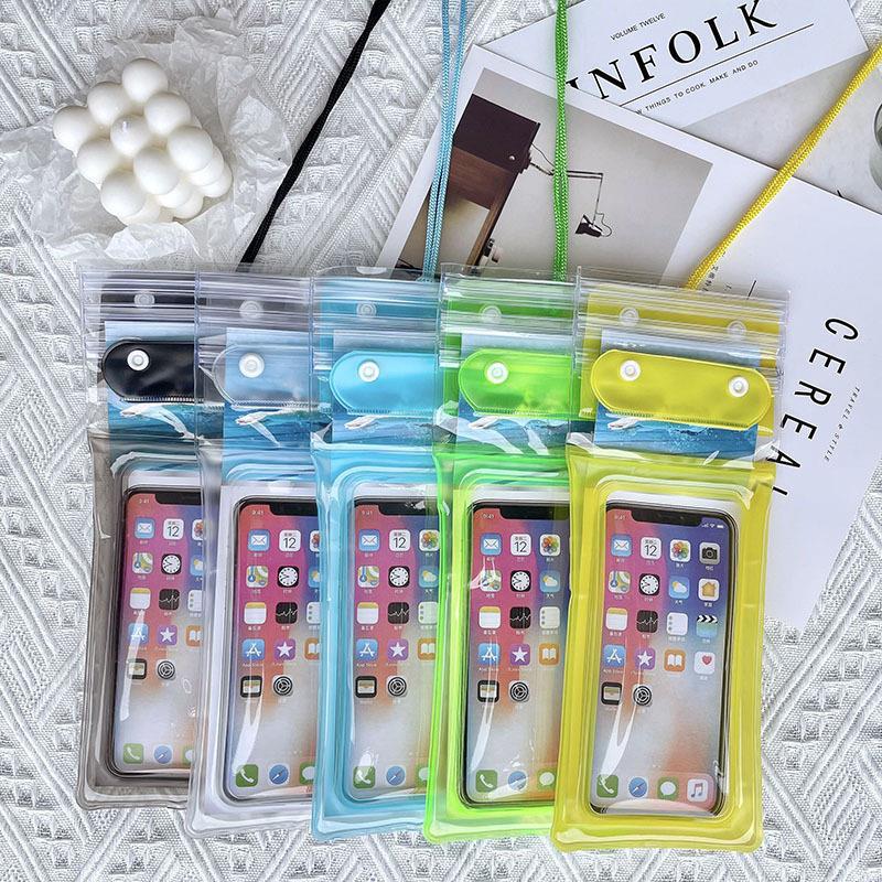 PVC transparent waterproof phone bag, three-fold airbag phone bag, outdoor swimming protective case, inflatable phone bag pic 2